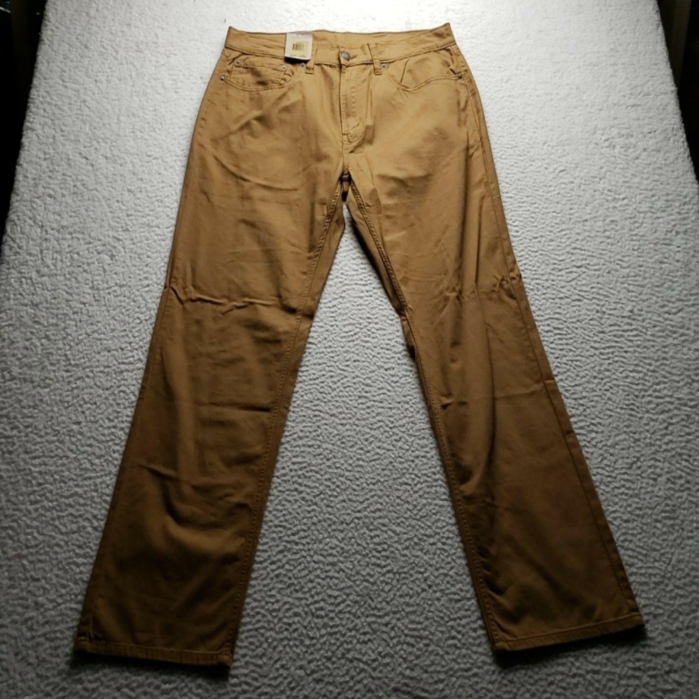 Levis 505 Jeans Mens 34x32 Brown Regular Fit Straight Stretch Denim Pants Casual